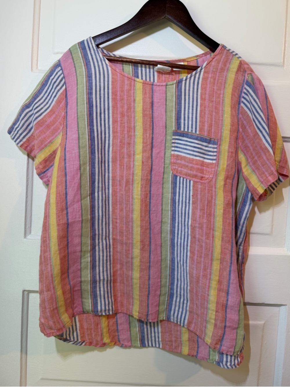 C&C California 100% Linen Multicolor Striped Top